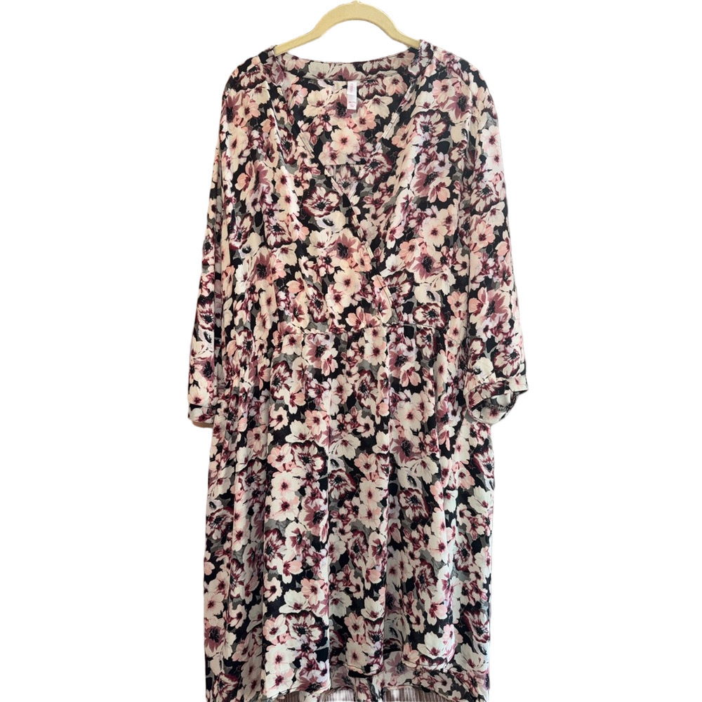 Xhilaration Long‎ Sleeve Floral Dress - Black and Pink